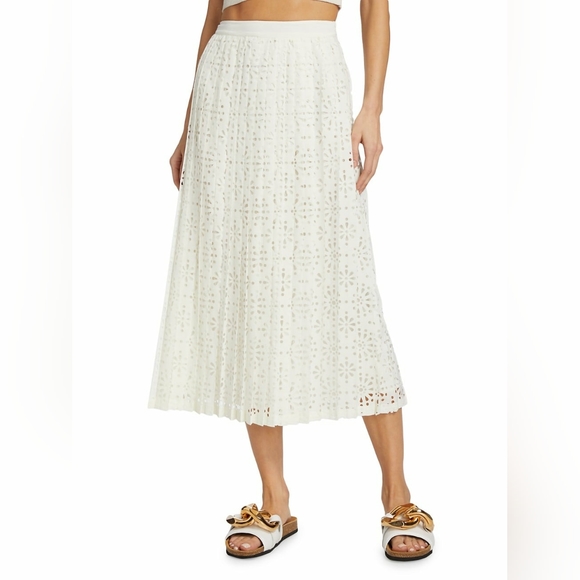 See by Chloe Lasercut pleated midi skirt in whisper white size 38/ US4 - Picture 3 of 16